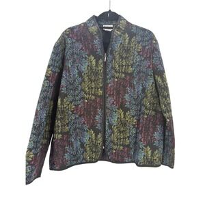Bon Worth Womens Floral Zip Up Jacket Size L